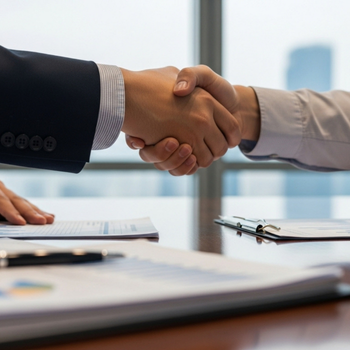 hands shaking over document